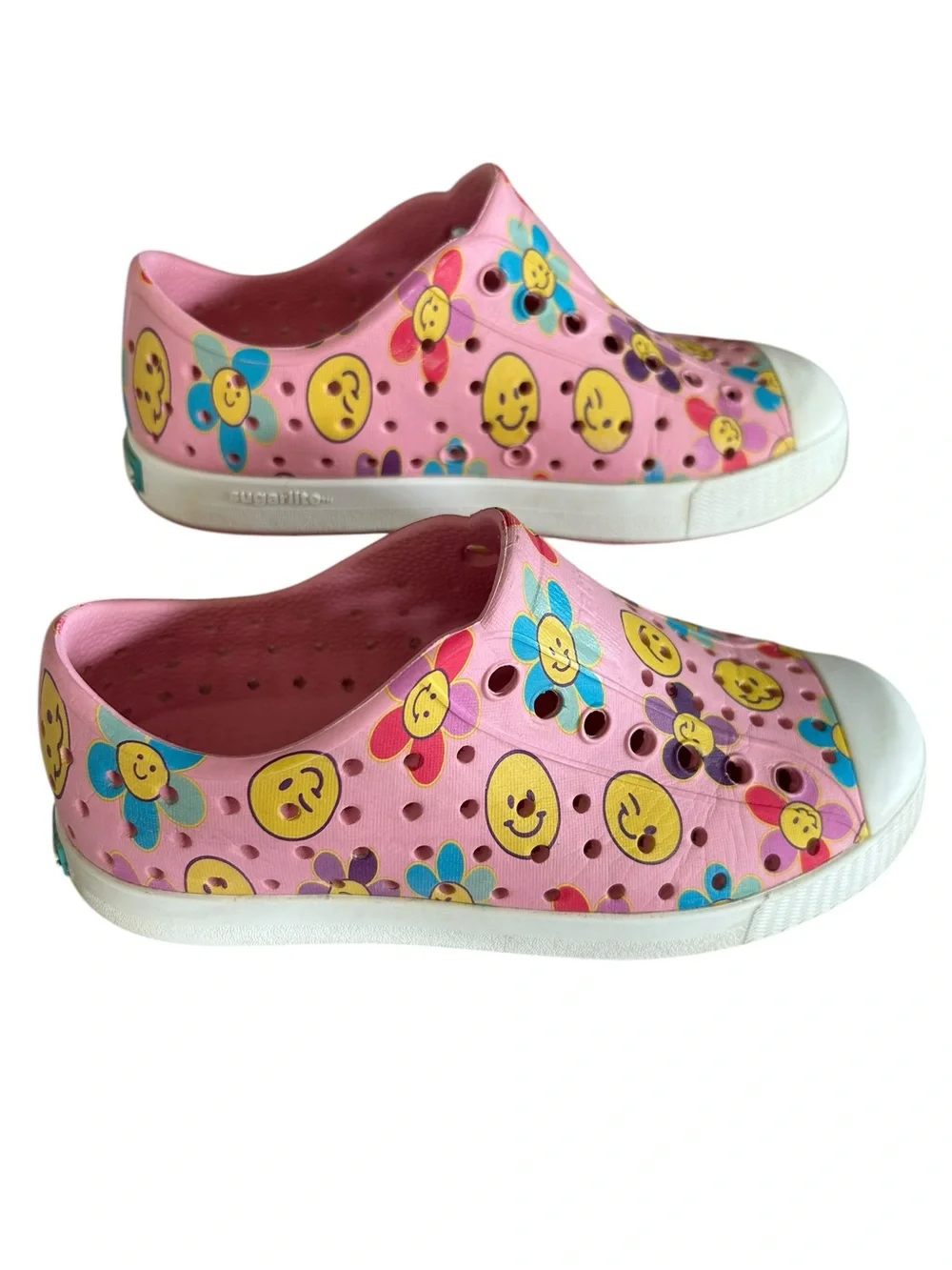 Native Jefferson Kids Pink Smiley Face Daisy Design Slip-On Shoes Size C11